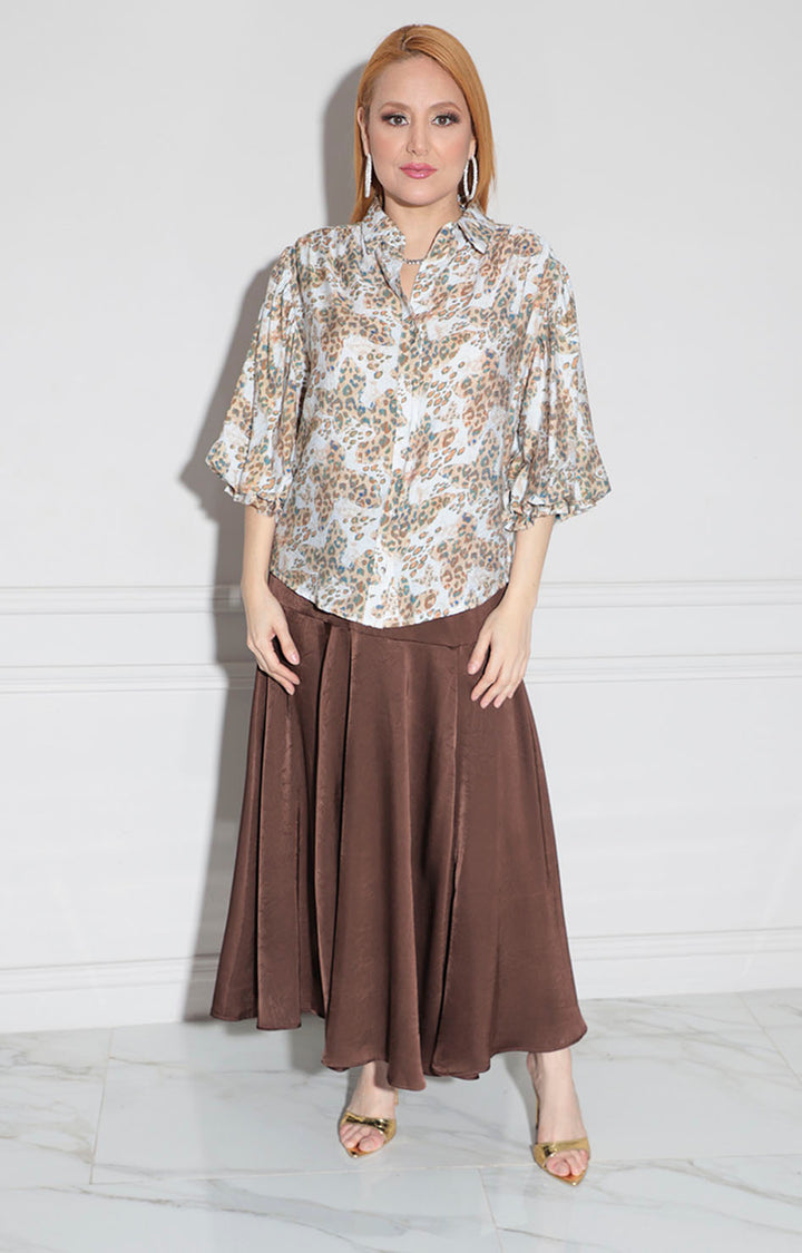 Blusa beige estampada