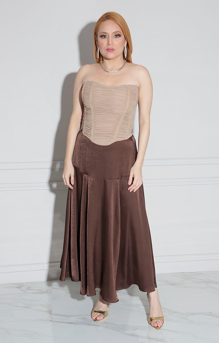 Blusa beige strapless