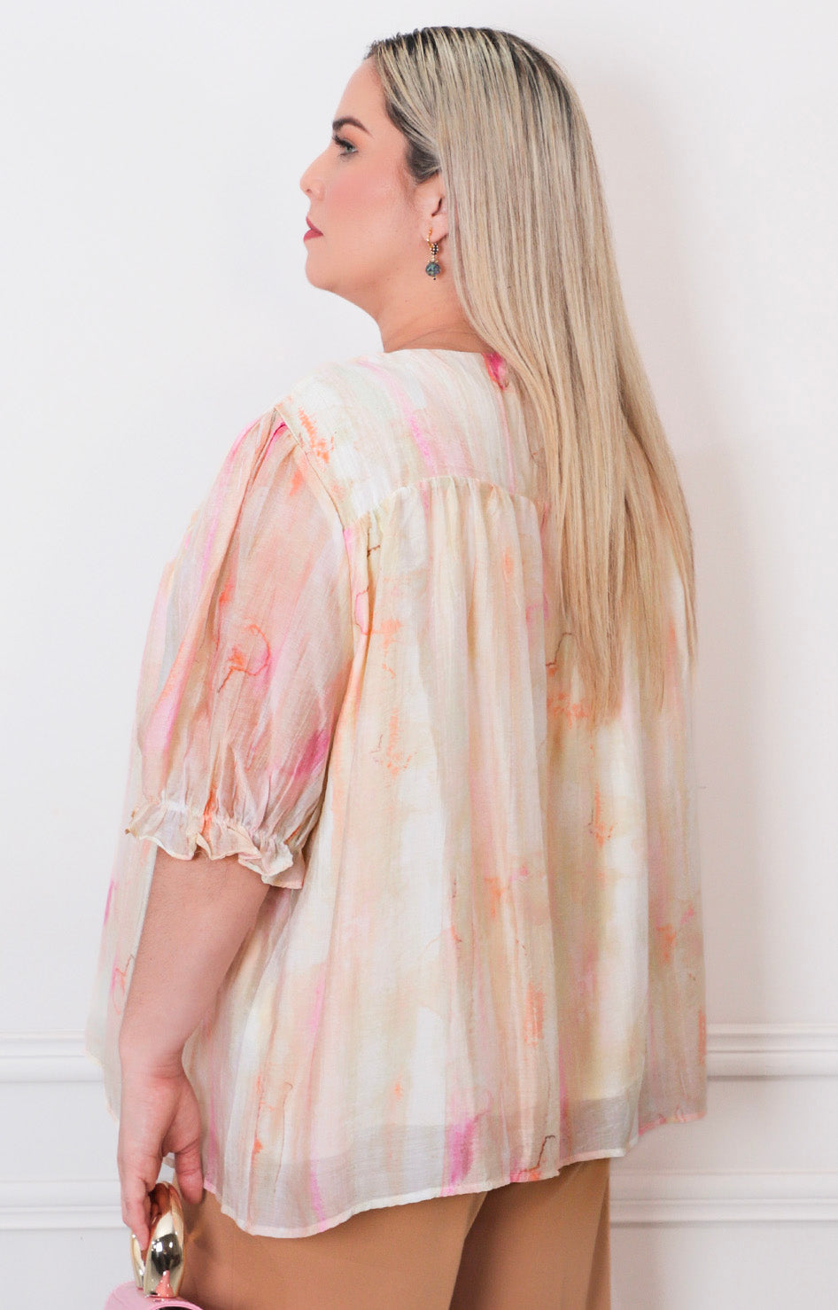 Blusa beige estampada - BLUSAS CURVY Boutiquemirel 