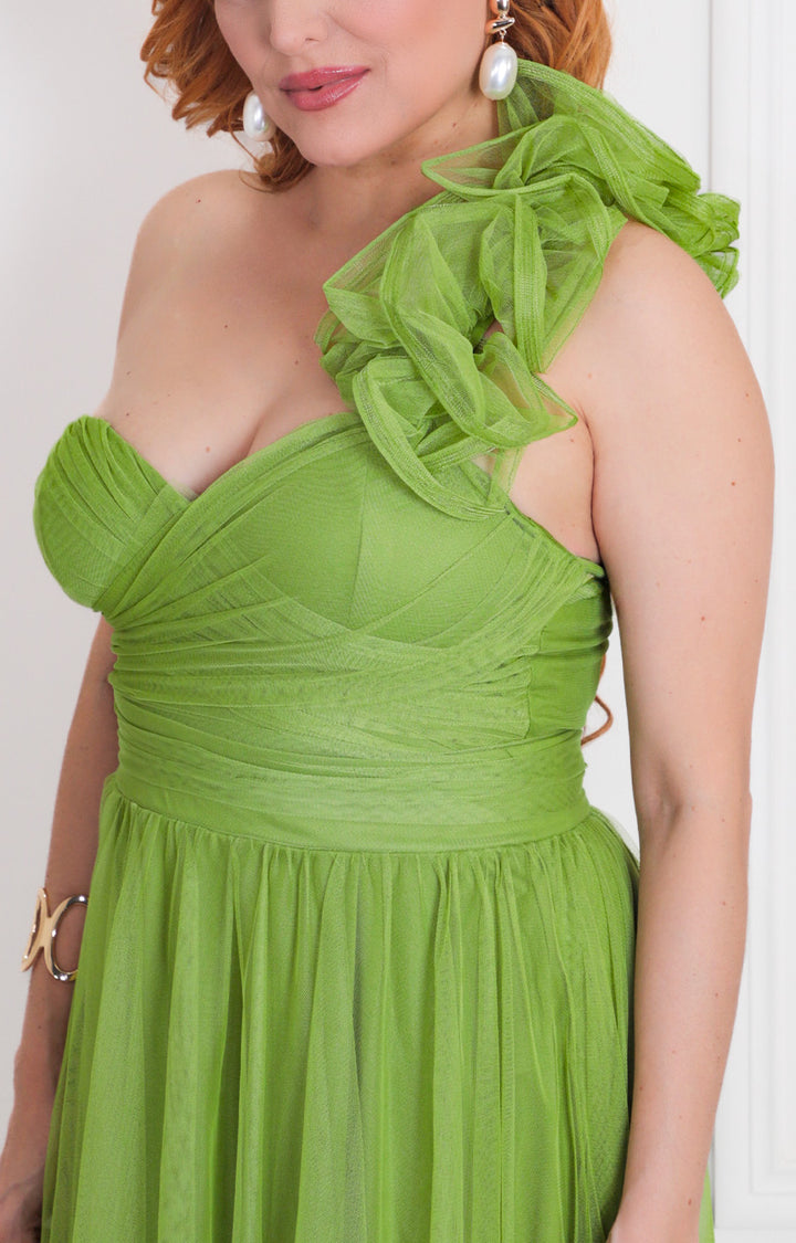 Vestido verde asimétrico - VESTIDO LARGO REGULAR Boutiquemirel 