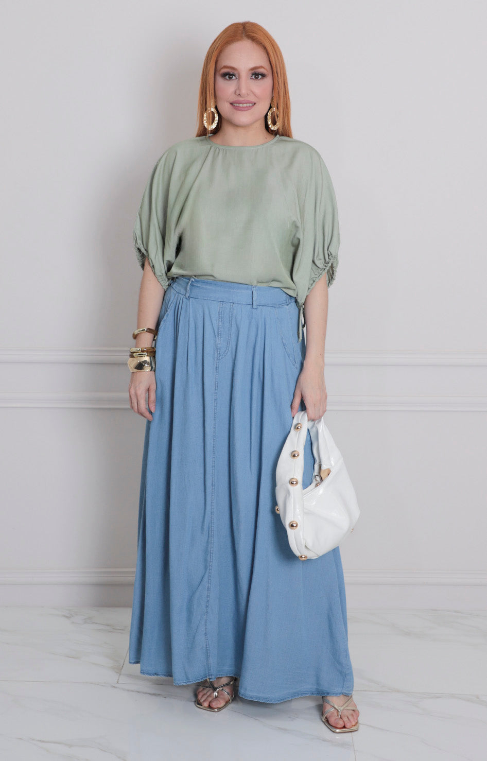 Blusa verde con mangas - BLUSAS REGULAR Boutiquemirel 