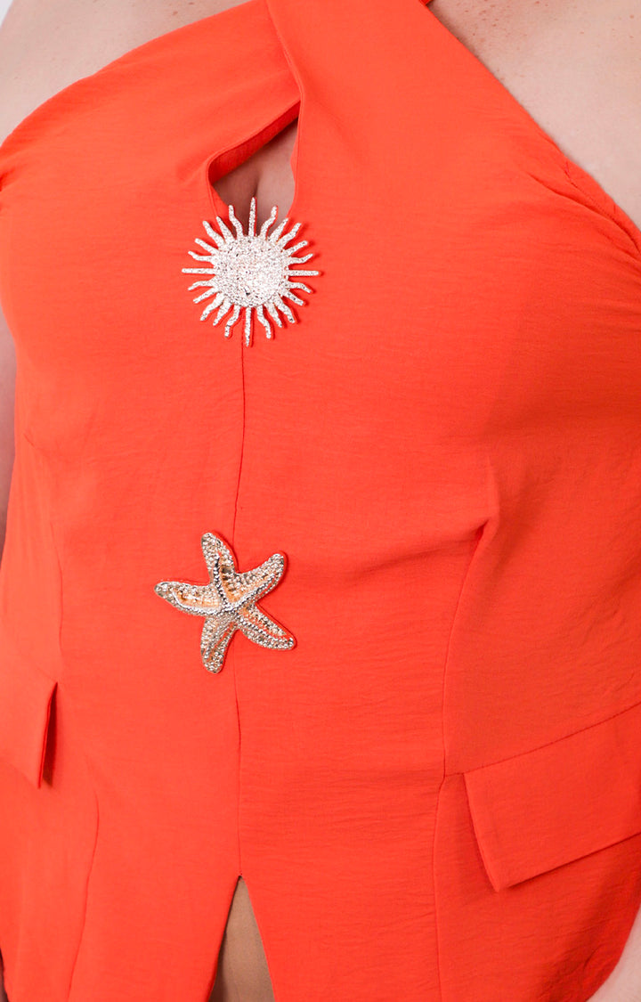 Blusa halter naranja - BLUSAS CURVY Boutiquemirel 
