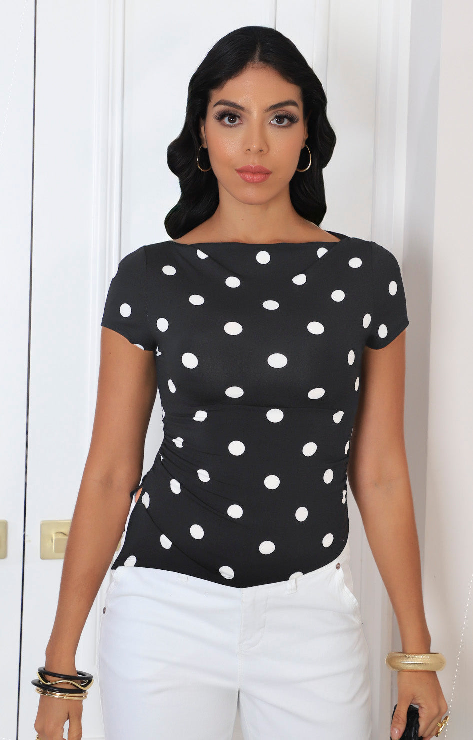 Blusa negra polka dots