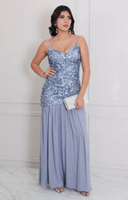 Vestido azul de lentejuela - VESTIDO LARGO REGULAR Boutiquemirel 