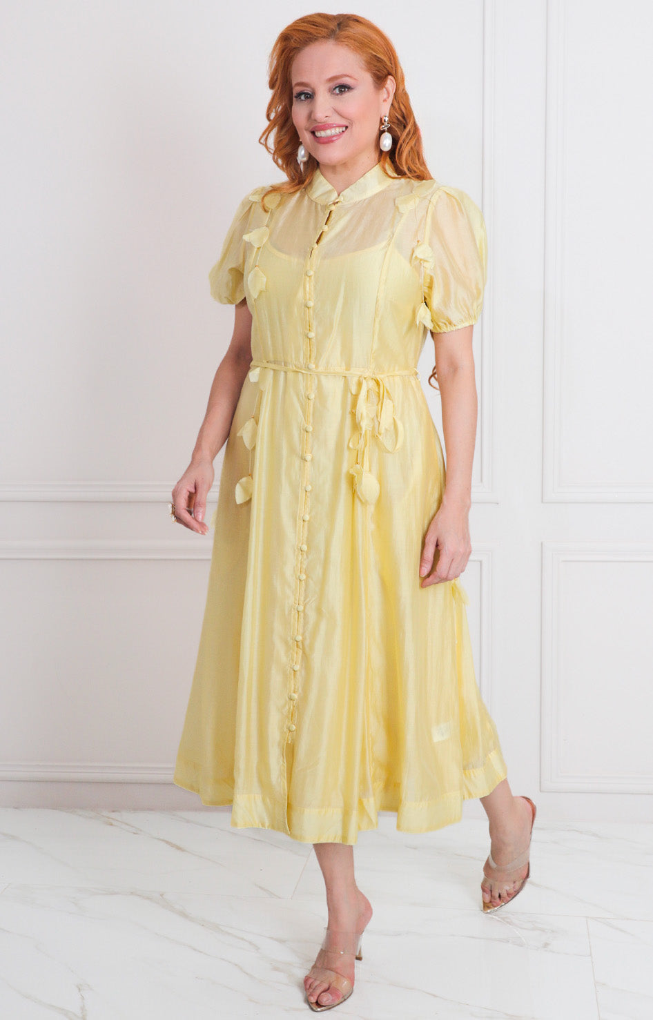 Vestido amarillo con botones - VESTIDO LARGO REGULAR Boutiquemirel 