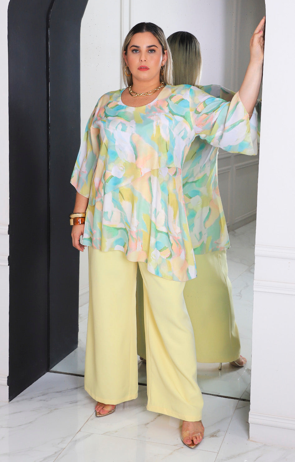 Blusa estampada multicolor