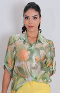 Blusa verde estampada