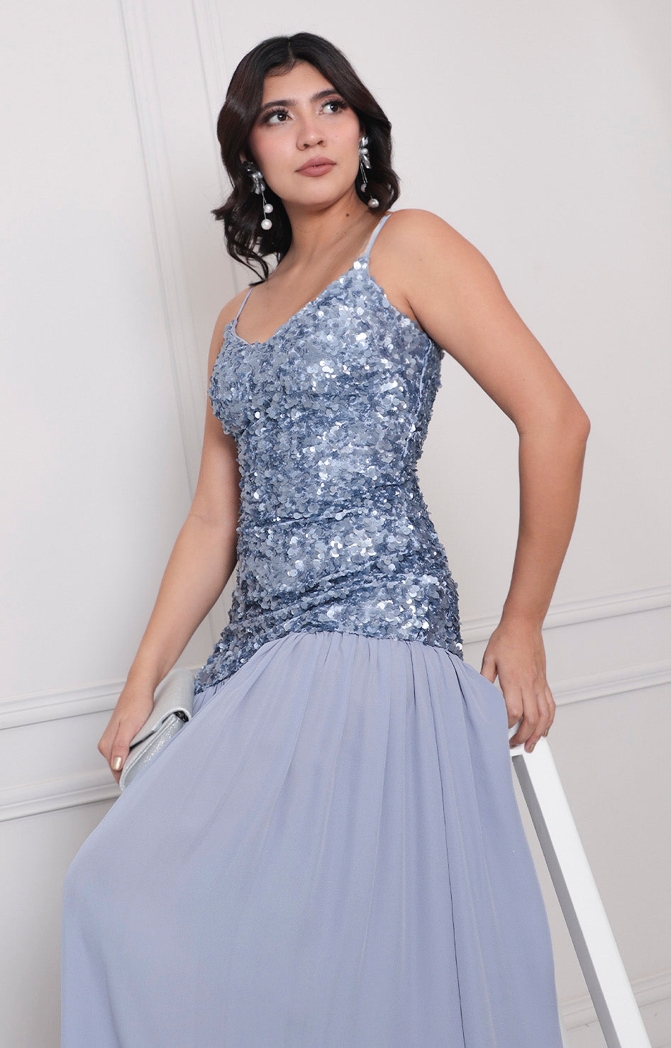 Vestido azul de lentejuela - VESTIDO LARGO REGULAR Boutiquemirel 