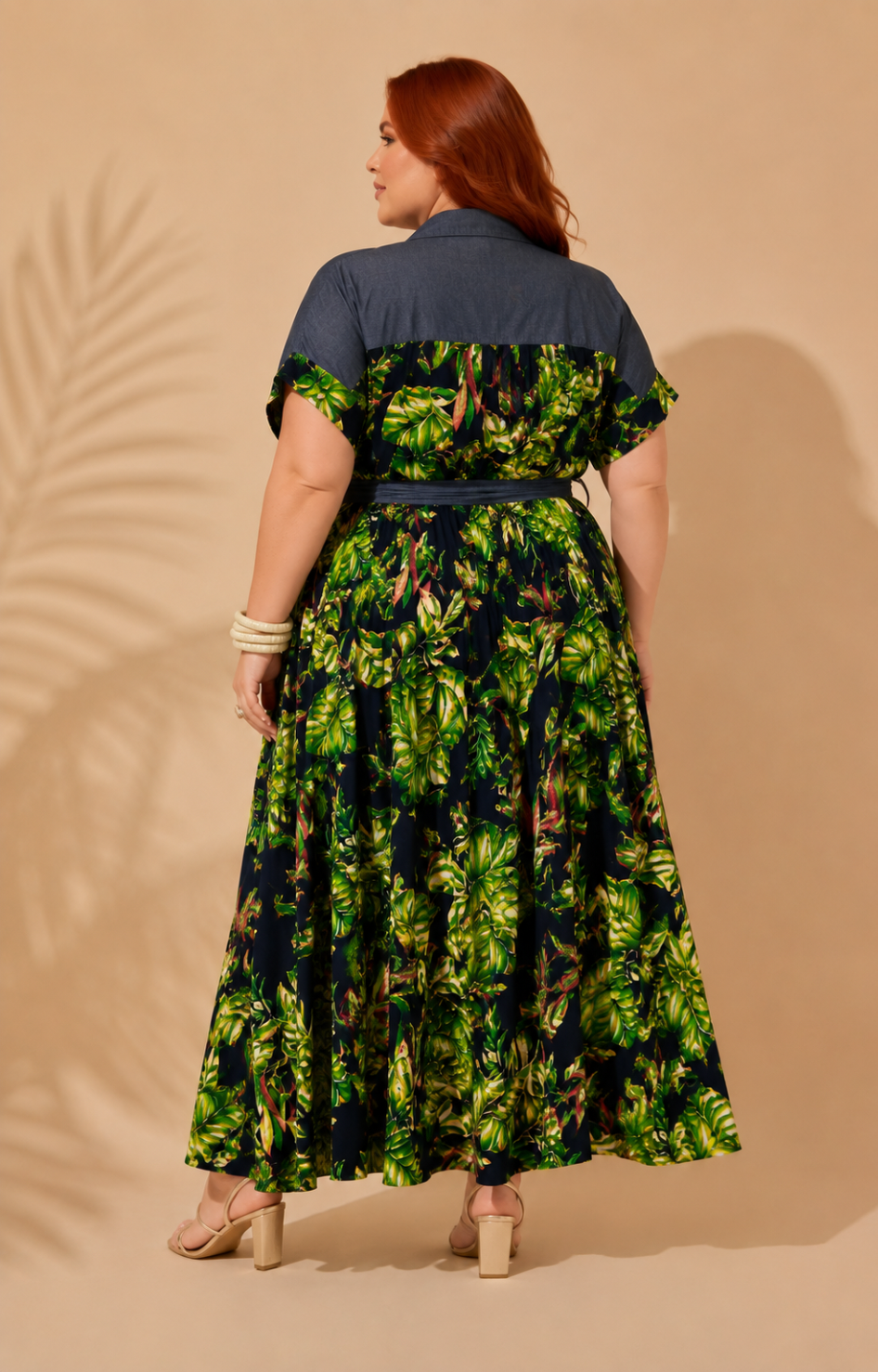 Vestido de estampado verde plisado - VESTIDO LARGO CURVY Boutiquemirel 