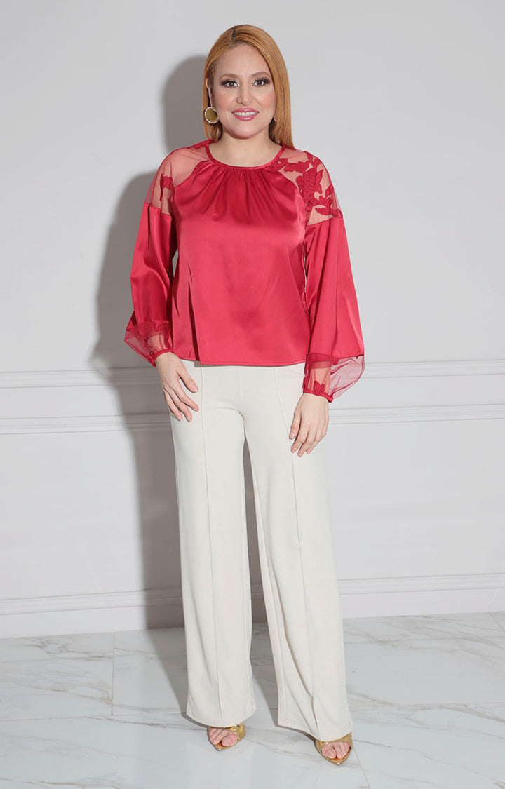 Blusa rojo con bordado