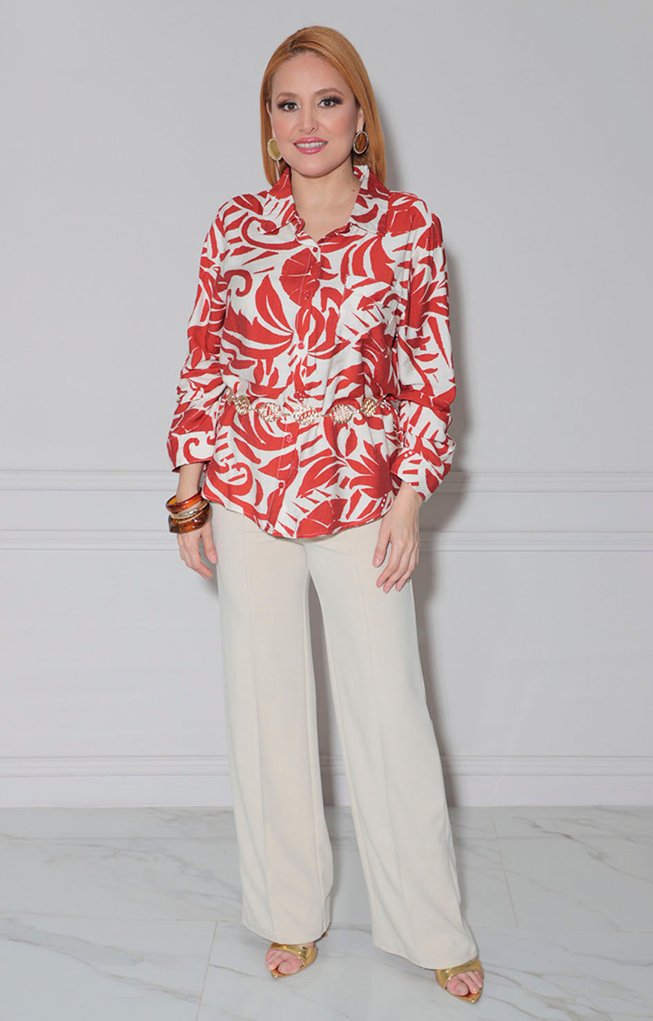 Blusa chedron estampada