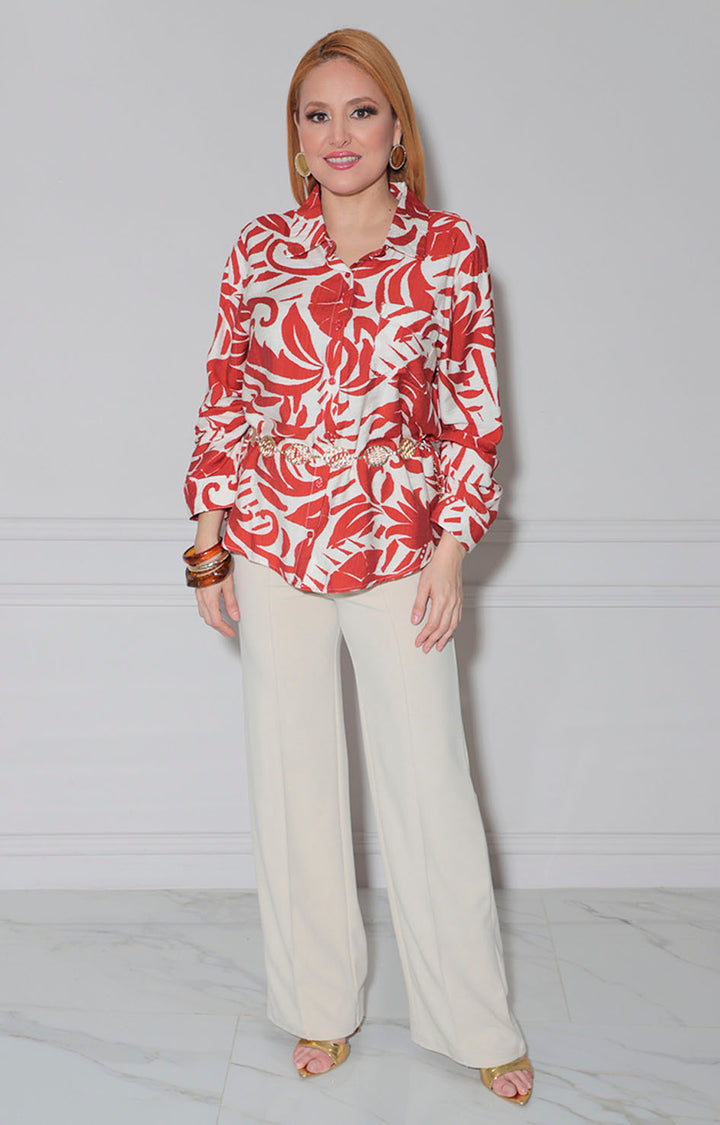 Blusa chedron estampada