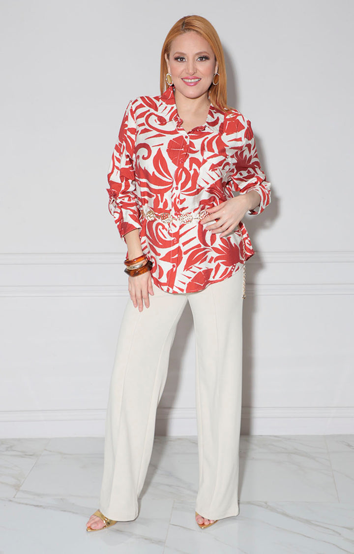 Blusa chedron estampada