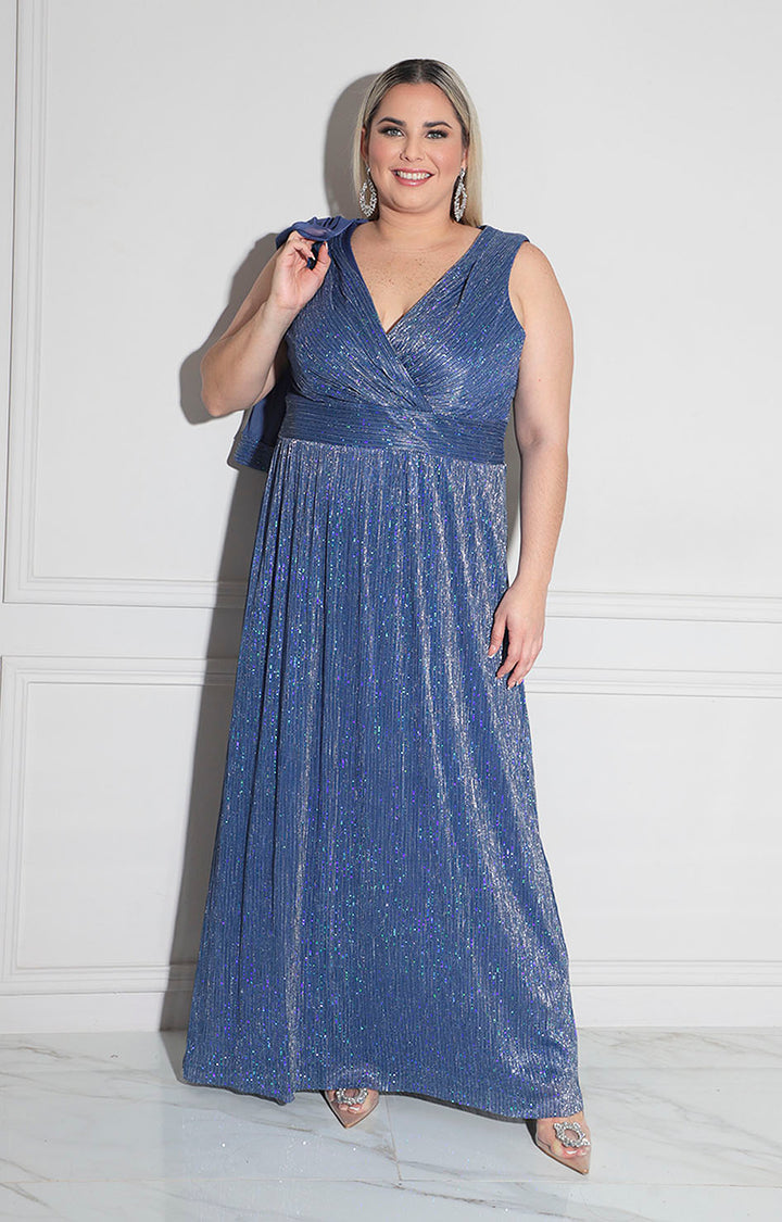 vestido azul con saco