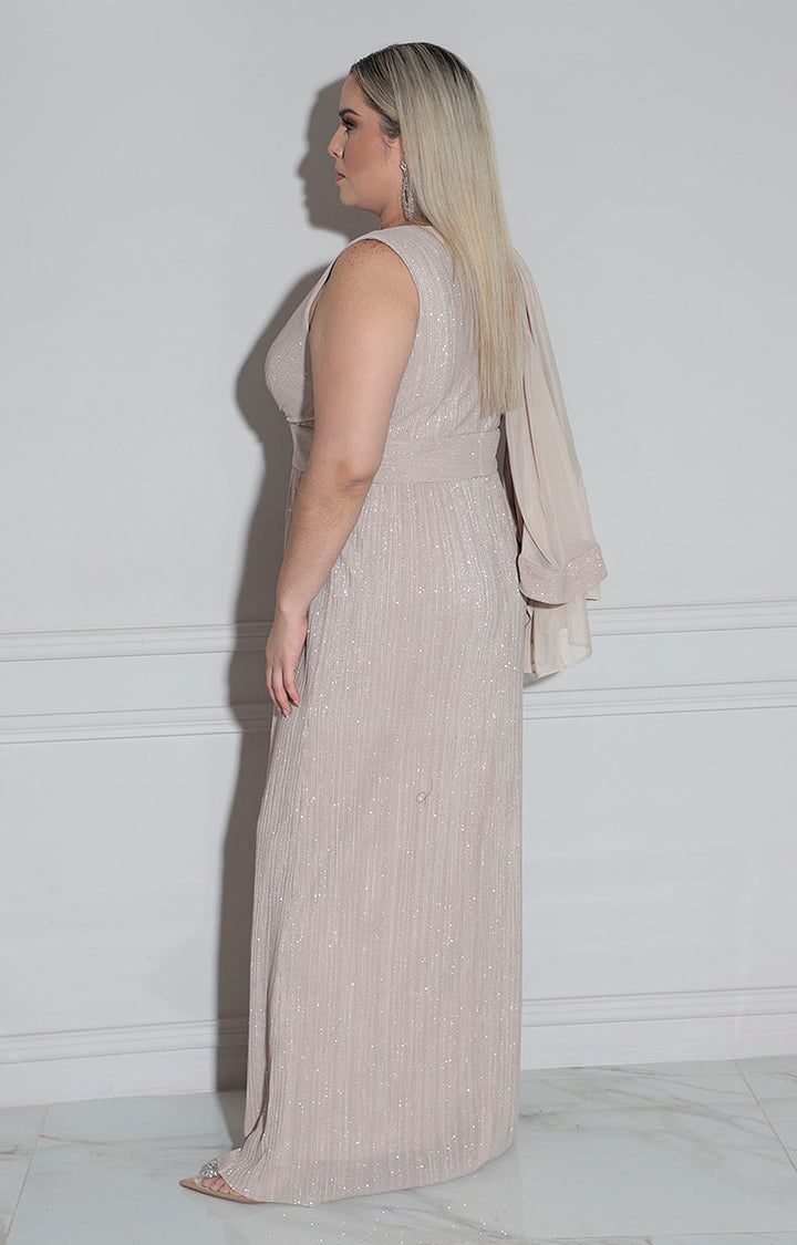 Vestido beige con saco