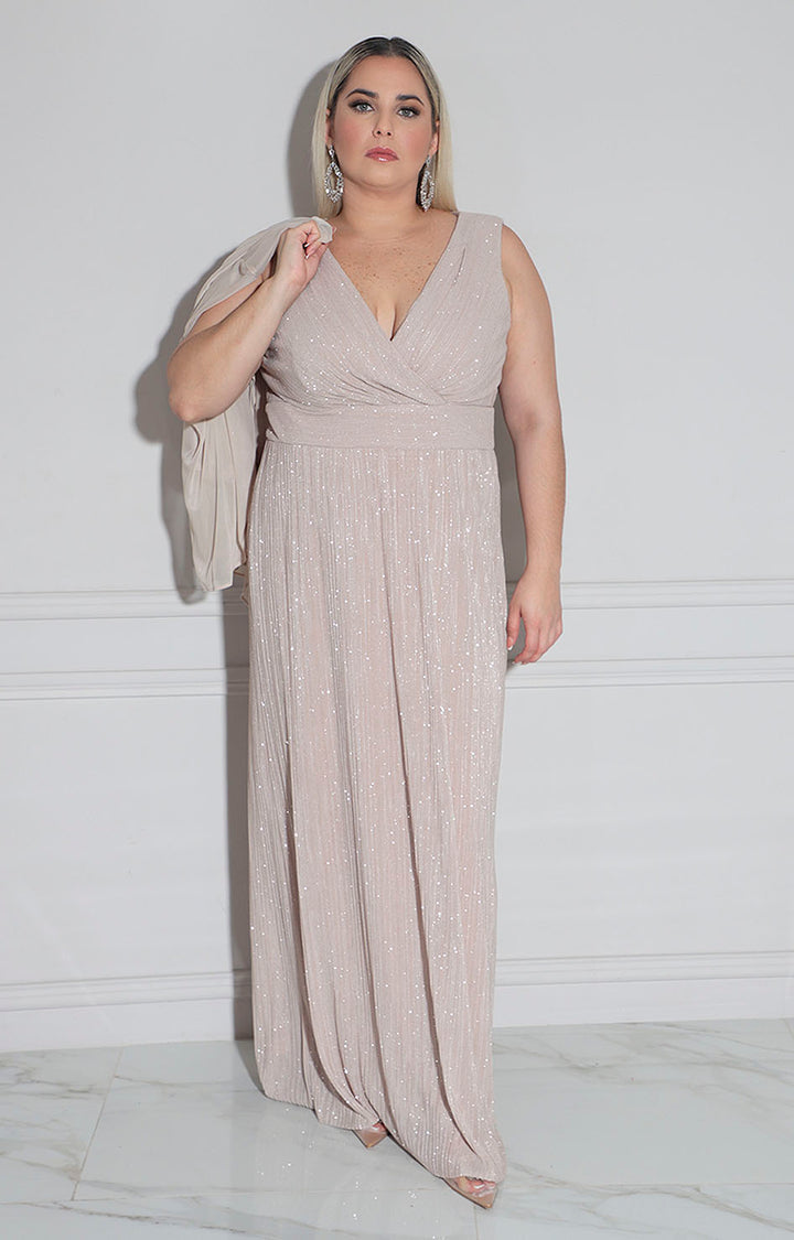 Vestido beige con saco