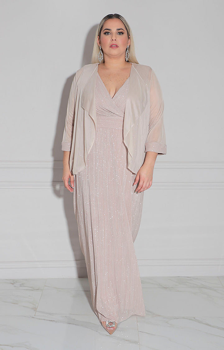 Vestido beige con saco