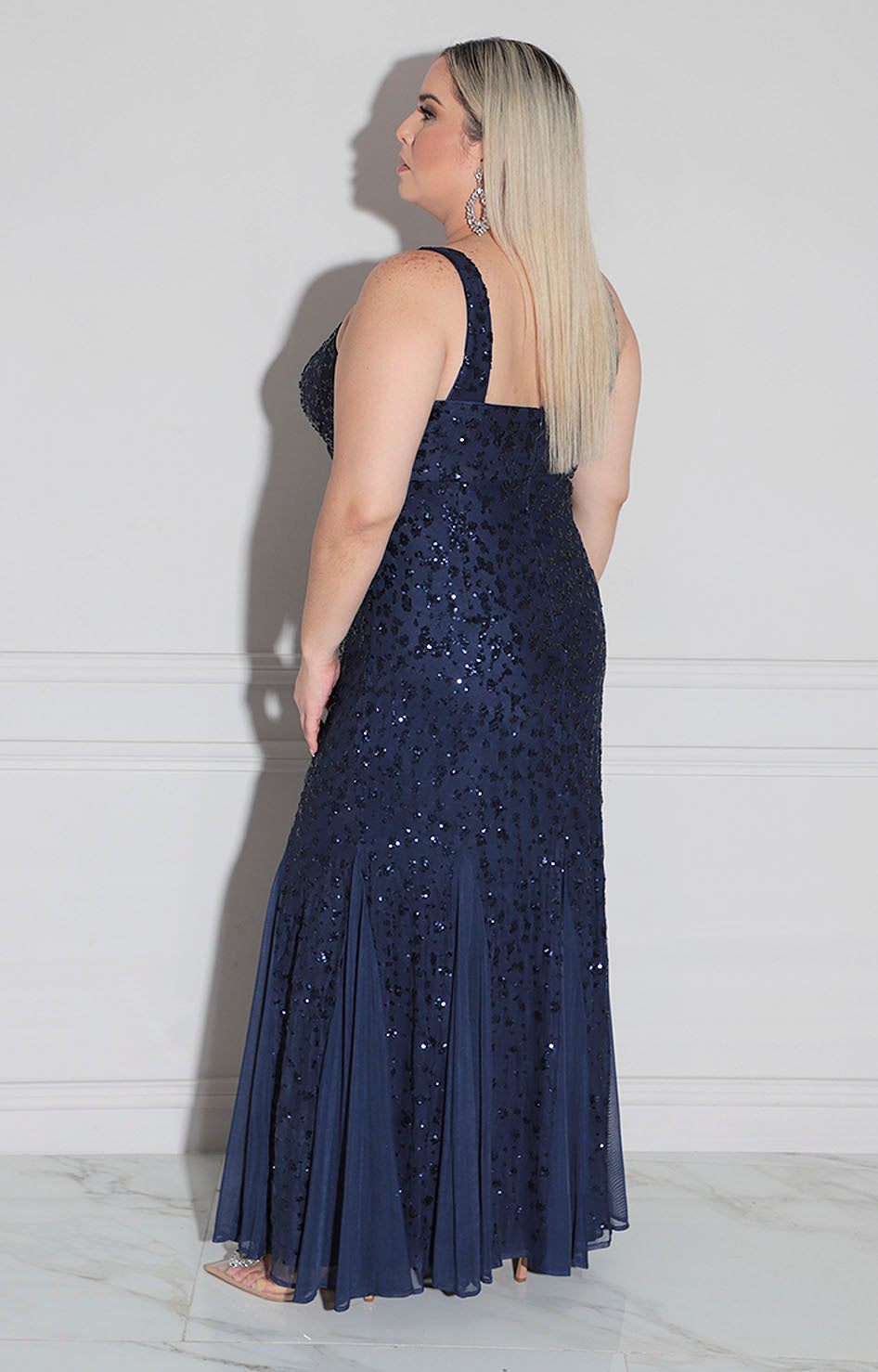 Vestido azul con lentejuela