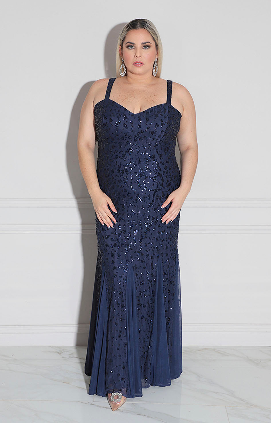 Vestido azul con lentejuela