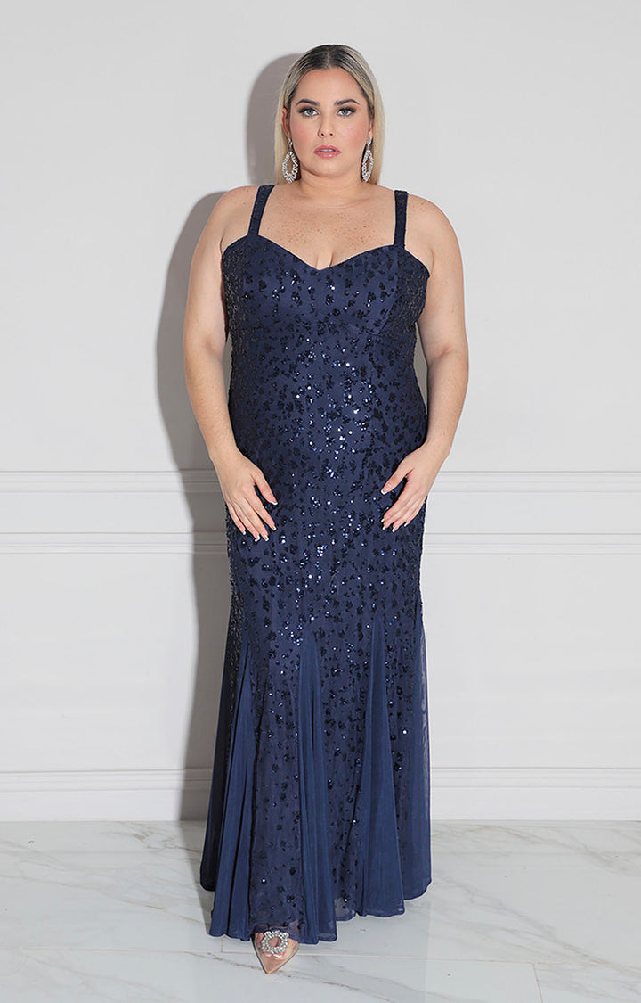 Vestido azul con lentejuela