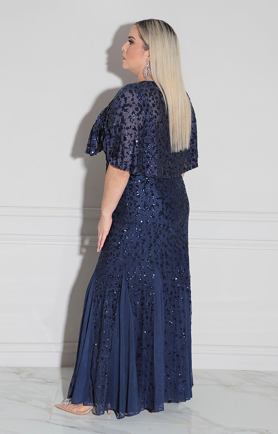 Vestido azul con lentejuela