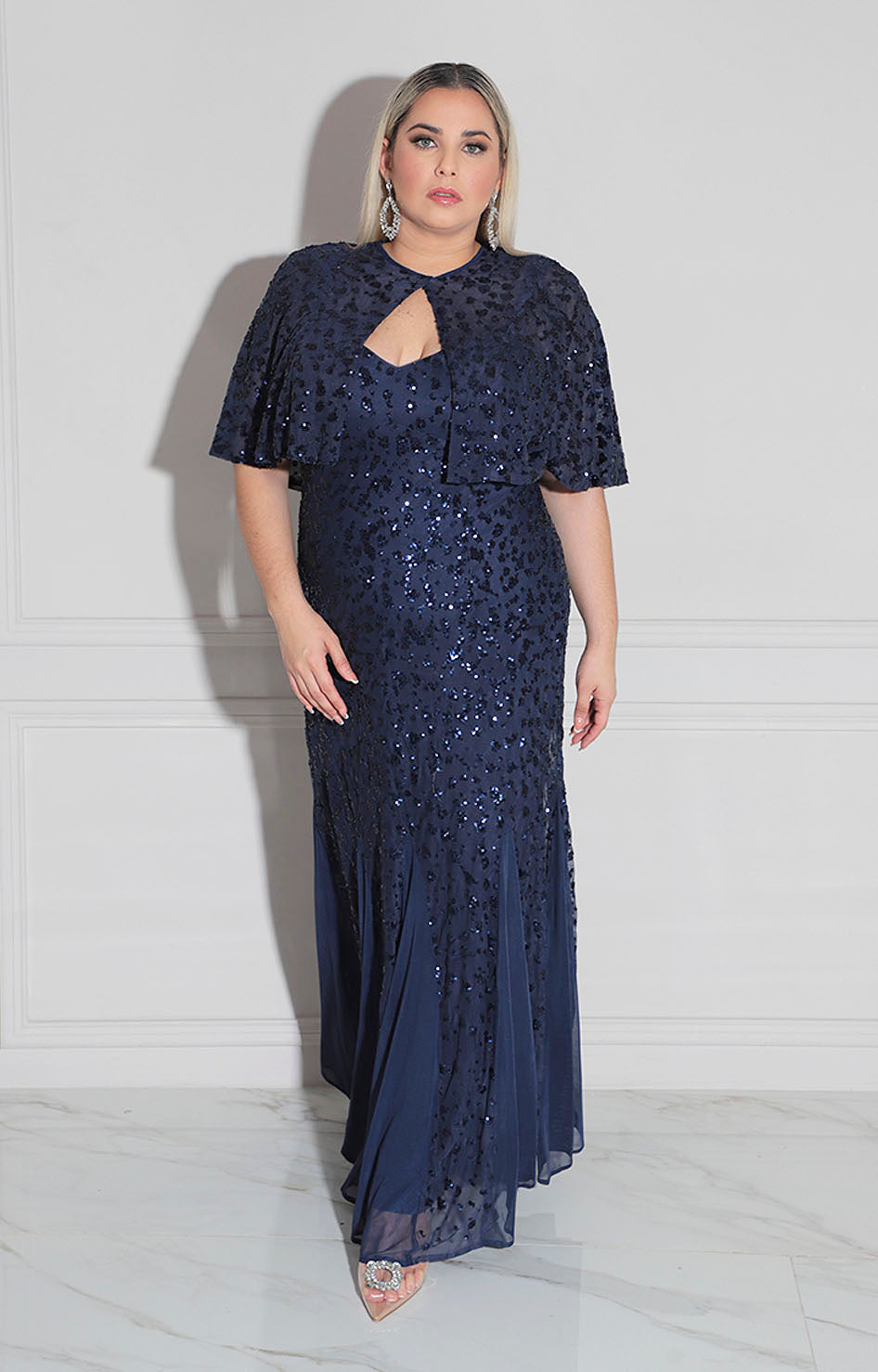 Vestido azul con lentejuela