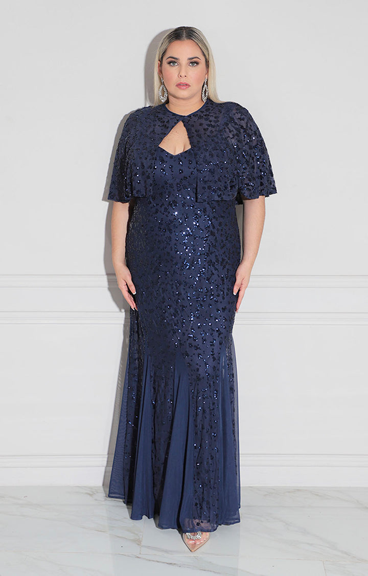 Vestido azul con lentejuela