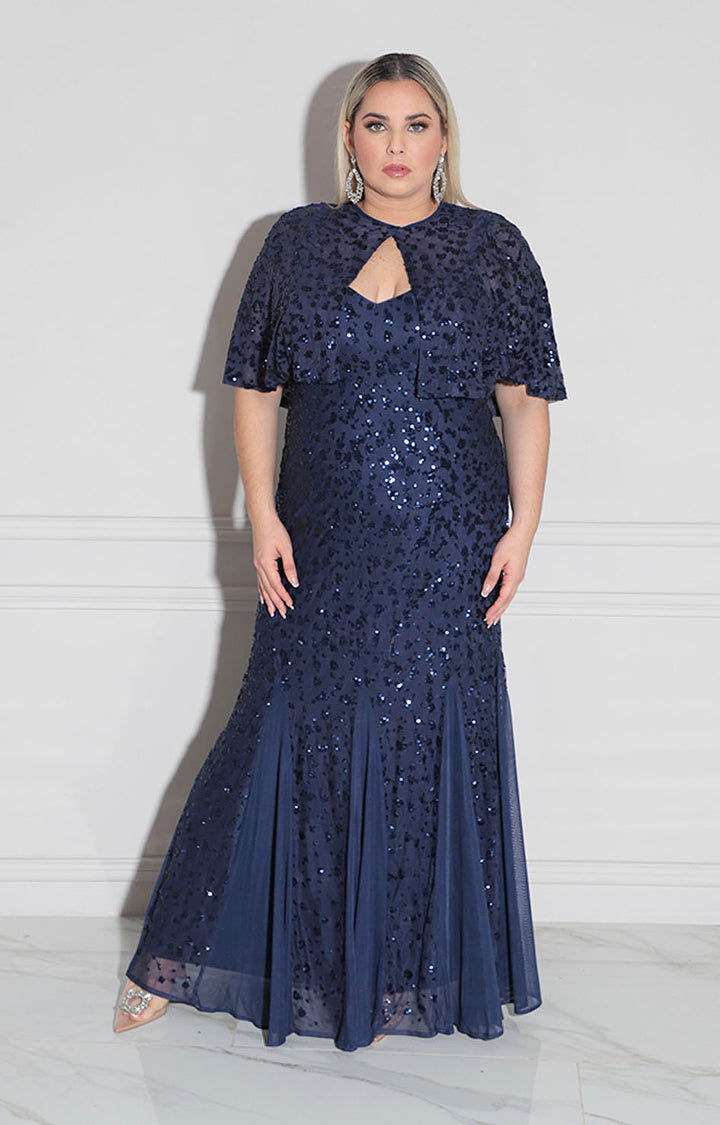 Vestido azul con lentejuela