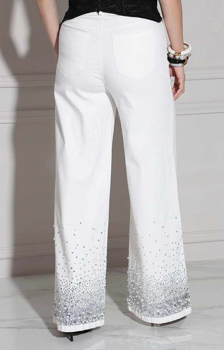 Pantalón blanco con brillos