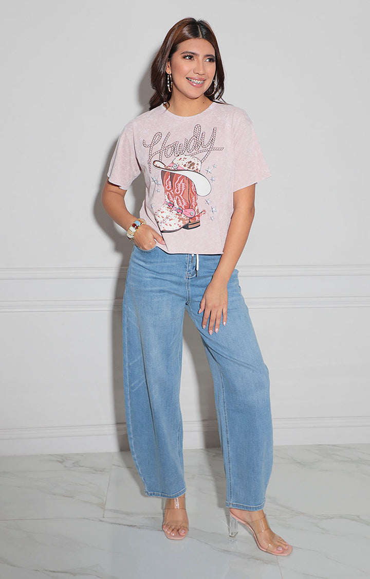 Blusa rosa estampada