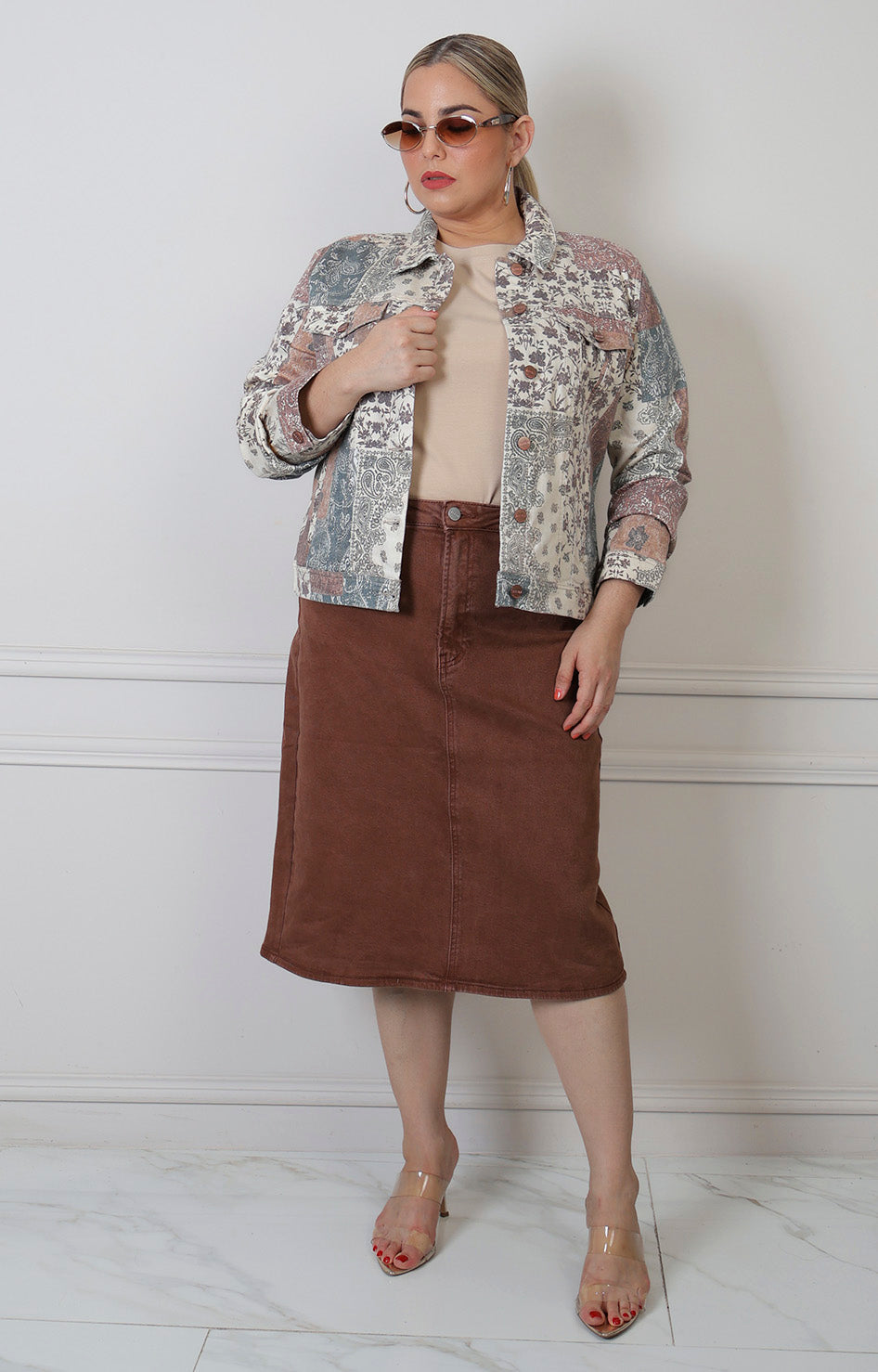Chamarra estampado patchwork con botones
