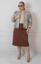 Chamarra estampado patchwork con botones