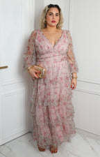 Vestido largo estampado floral con mangas largas