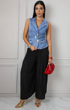 Pantalón negro plisado ancho