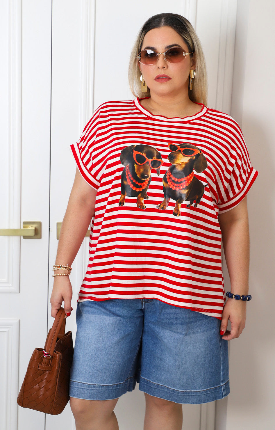 Blusa a rayas con estampado