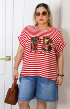 Blusa a rayas con estampado