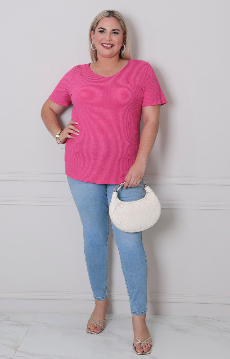 Blusa lisa con textura - BLUSAS CURVY Boutiquemirel 