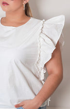 Blusa blanca con volante - BLUSAS CURVY Boutiquemirel 