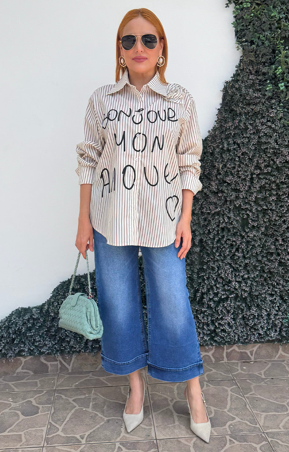 Blusa de rayas estampada - BLUSAS CURVY Boutiquemirel 