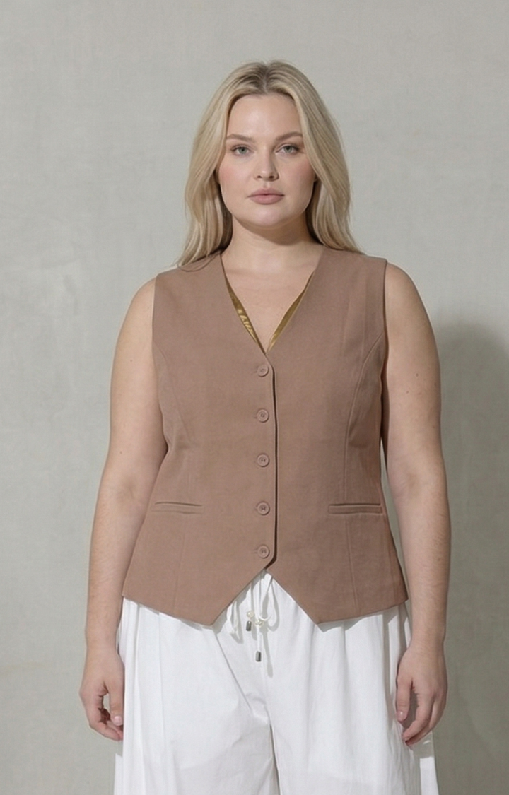 Chaleco cafe - CHALECO CURVY Boutiquemirel 