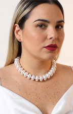 Set de collar y aretes con cuentas ovaladas