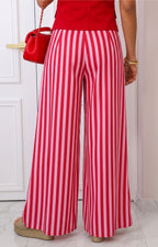 Pantalón palazzo estampado con rayas rojas