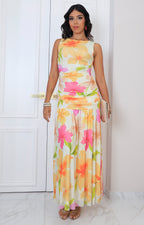Vestido estampado con fruncido