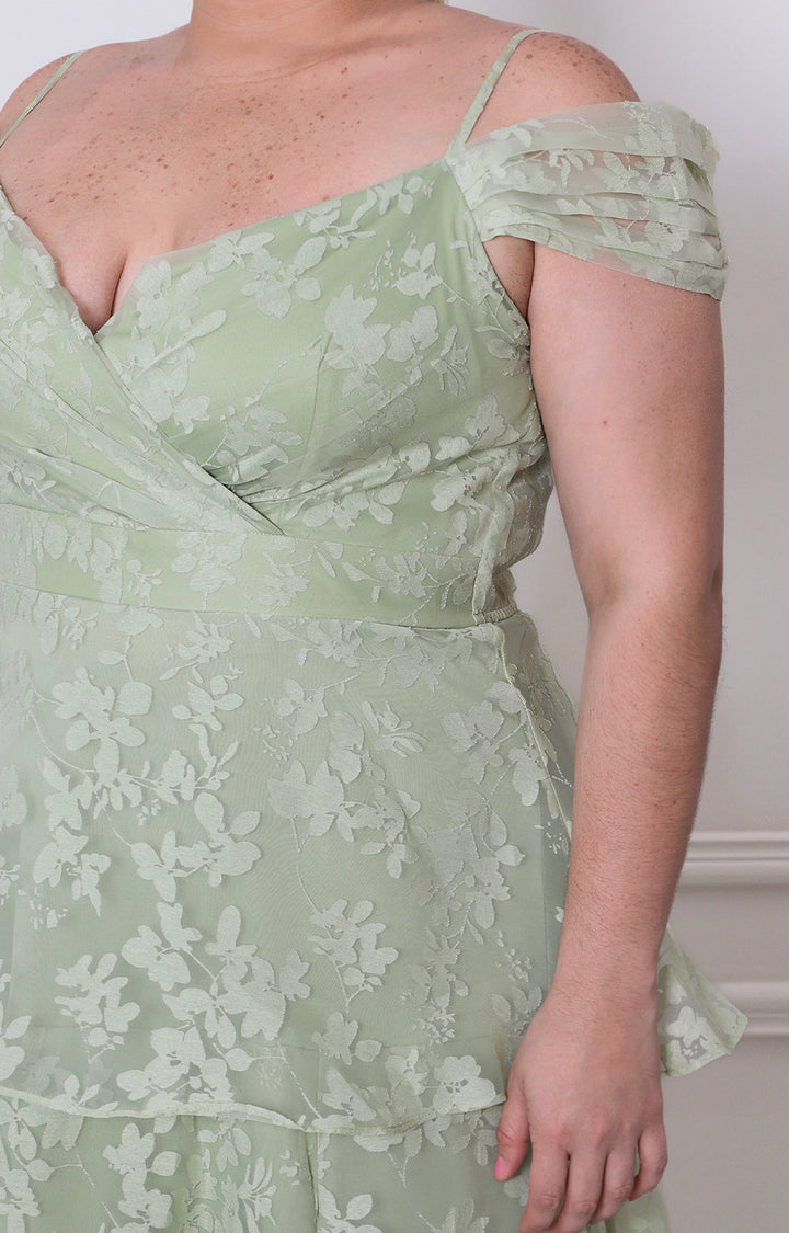 Vestido menta estampado - VESTIDO LARGO CURVY Boutiquemirel 