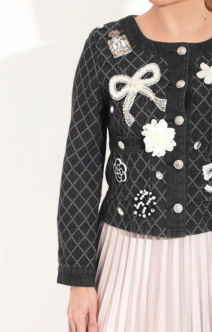 Saco negro con aplicaciones - SACO Boutiquemirel 