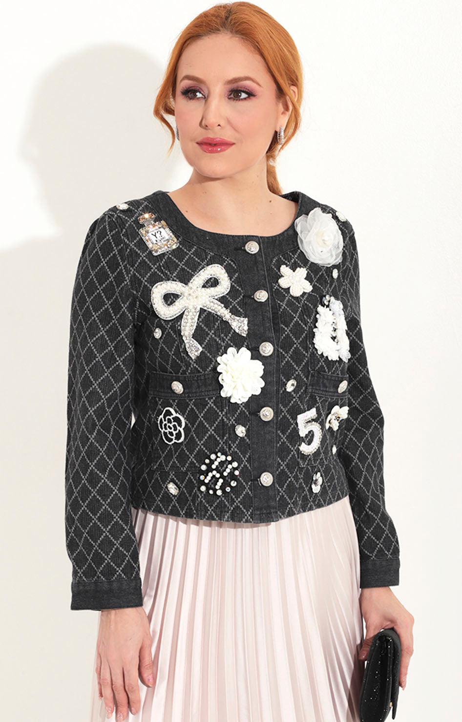 Saco negro con aplicaciones - SACO Boutiquemirel 