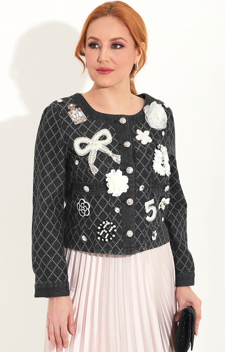 Saco negro con aplicaciones - SACO Boutiquemirel 