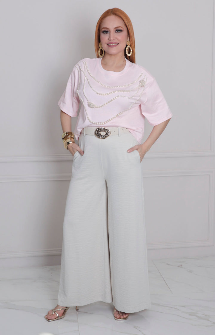 Blusa rosa con perlas - BLUSAS REGULAR Boutiquemirel 