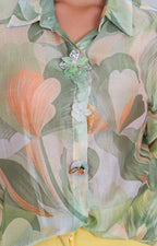 Blusa verde estampada