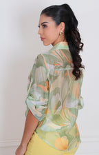 Blusa verde estampada